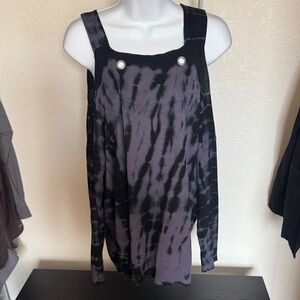 Rock & Republic Black and Charcoal Tie-Dye Cold-Shoulder Sweatshirt